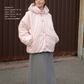 Down jacket in power with detachable powder and removable hood