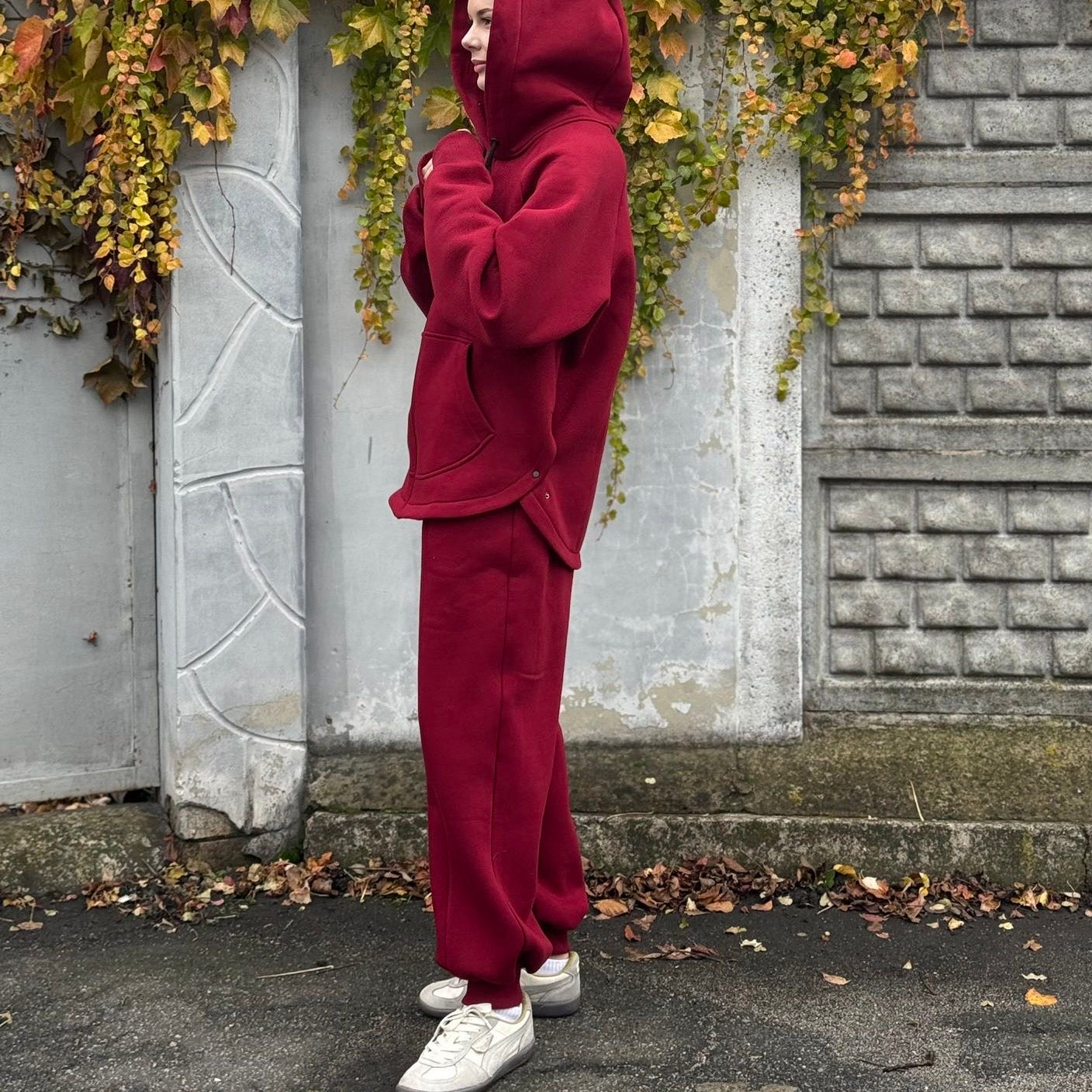 <tc>Флісовий костюм кольору бургунді</tc>