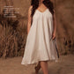 Dress with ribbons in organic linen height from 170cm+