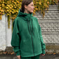 Zip fleece hoodie emerald