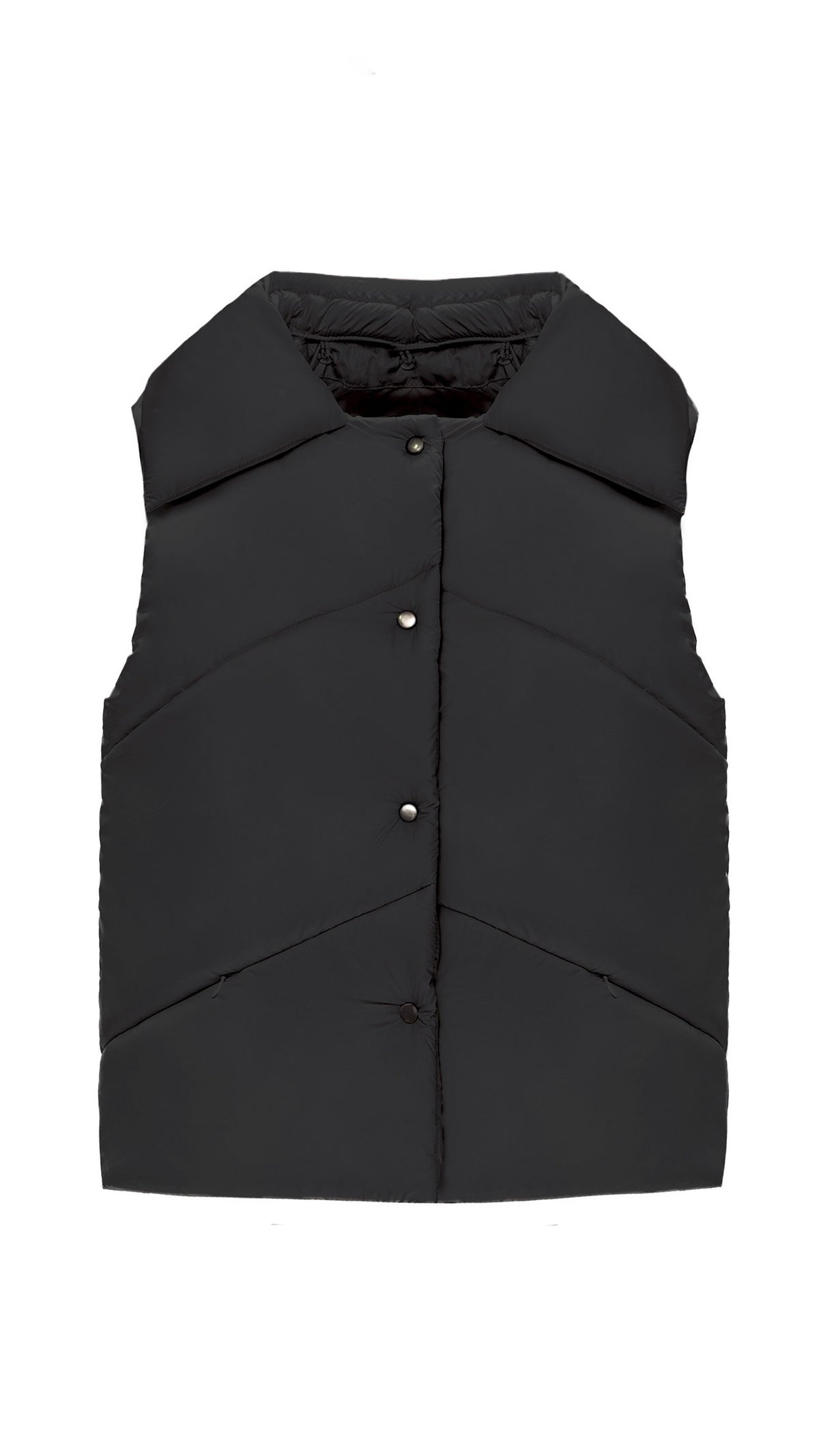 Vest with detachable collar black
