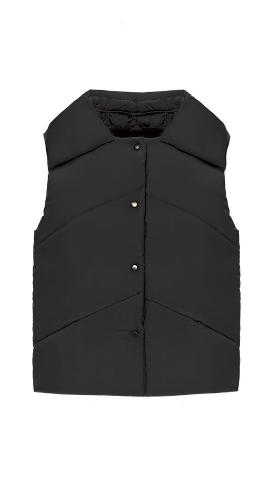 Vest with detachable collar black