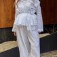 Asymmetrical shirt+ bloomers pants organic linen