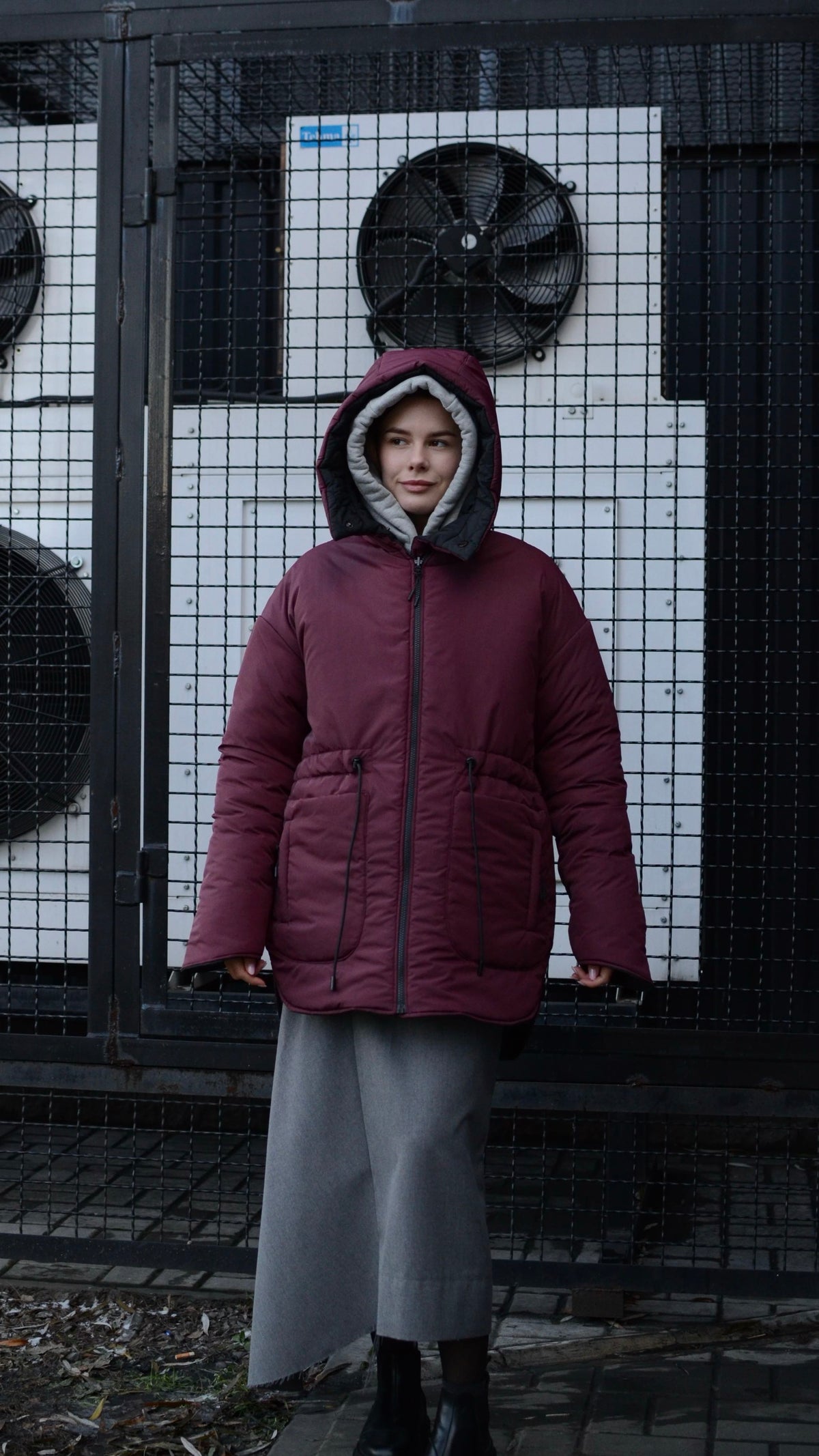 Winter double-sided jacket marsala/black