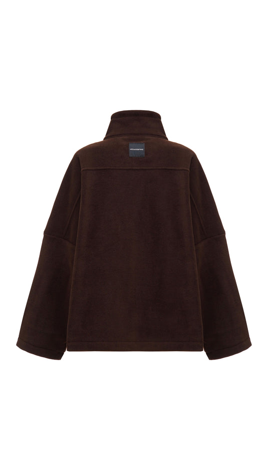 Zip-through fleece jacket chocolate