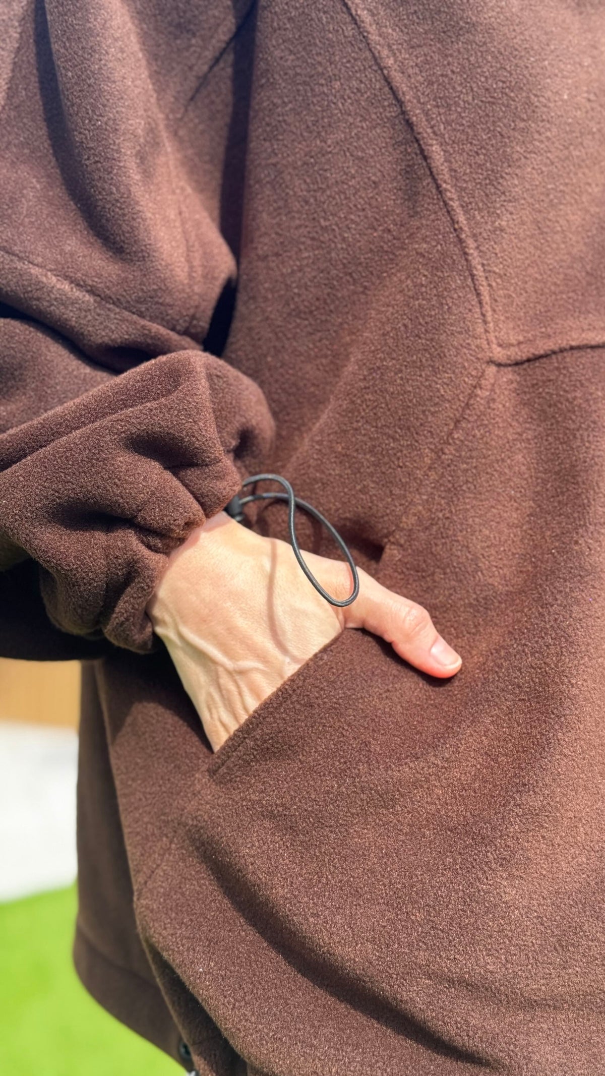 Zip-through fleece jacket chocolate