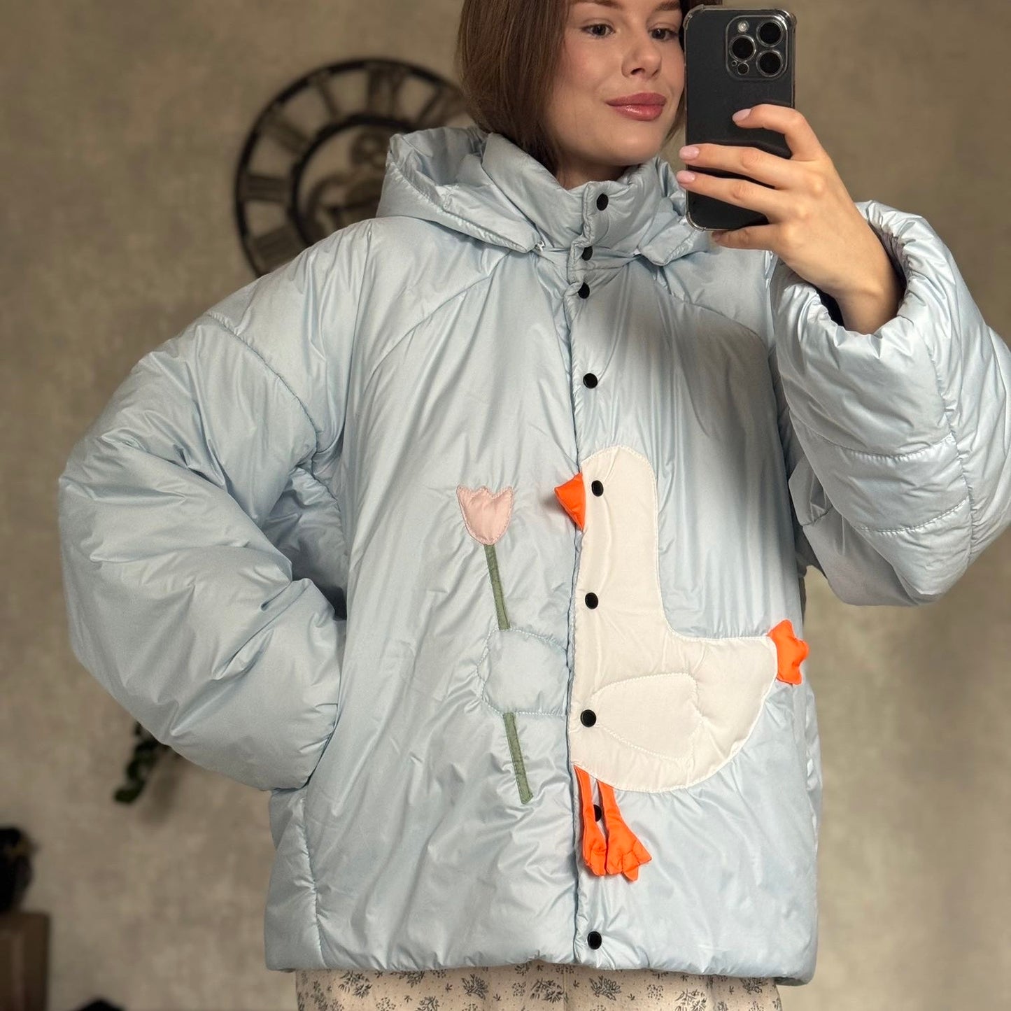 <tc>Куртка «Качечка» блакитна зі знімними бантами і пристібним капюшоном</tc>