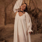 Dress with ribbons in organic linen height from 170cm+