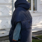 Deep blue Down vest with detachable hood