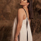 Dress with ribbons in organic linen height from 170cm+