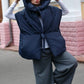 Deep blue Down vest with detachable hood