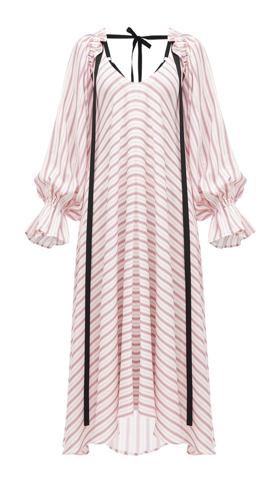 Striped dress with ribbons height from 155cm+