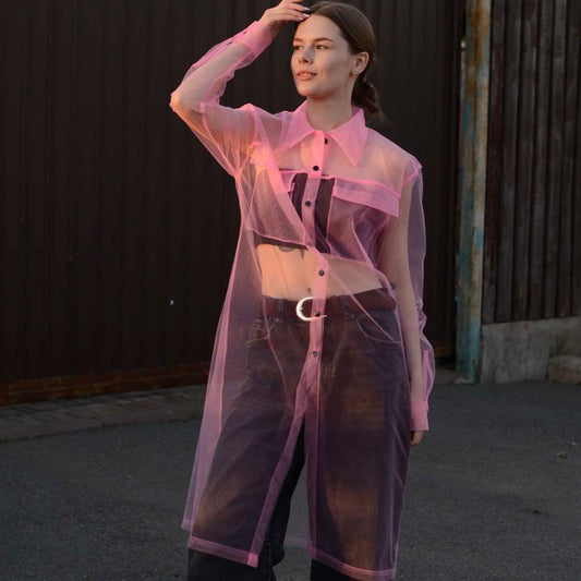 Elongated transparent bubblegum shirt