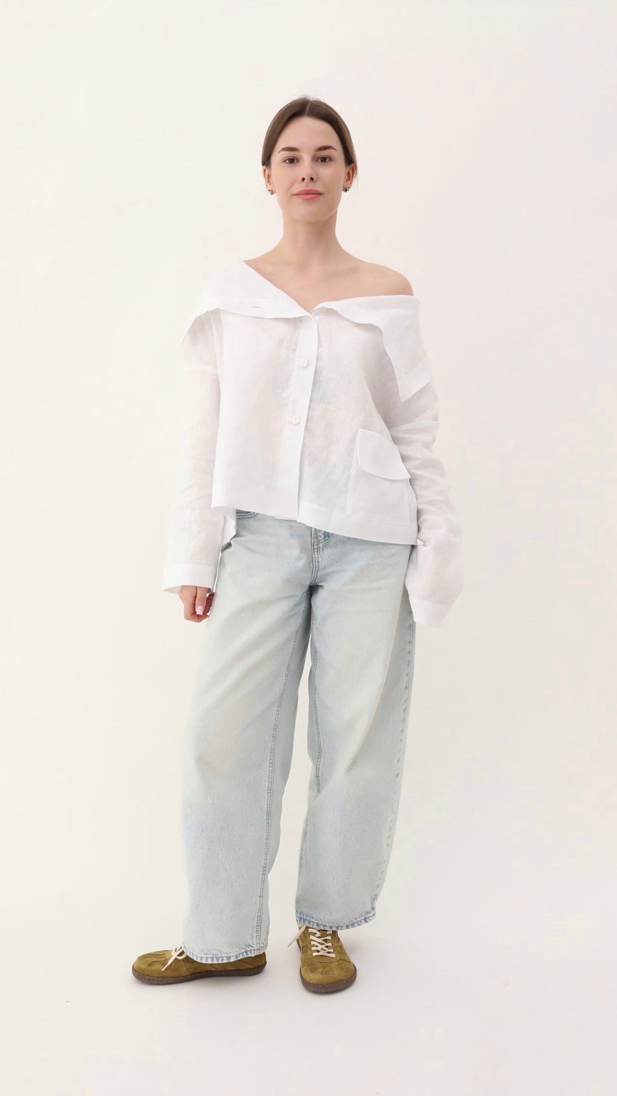 Asymmetrical organic linen shirt