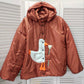 Down jacket  "Little duck" in terracotta with detachable bows and removable hood