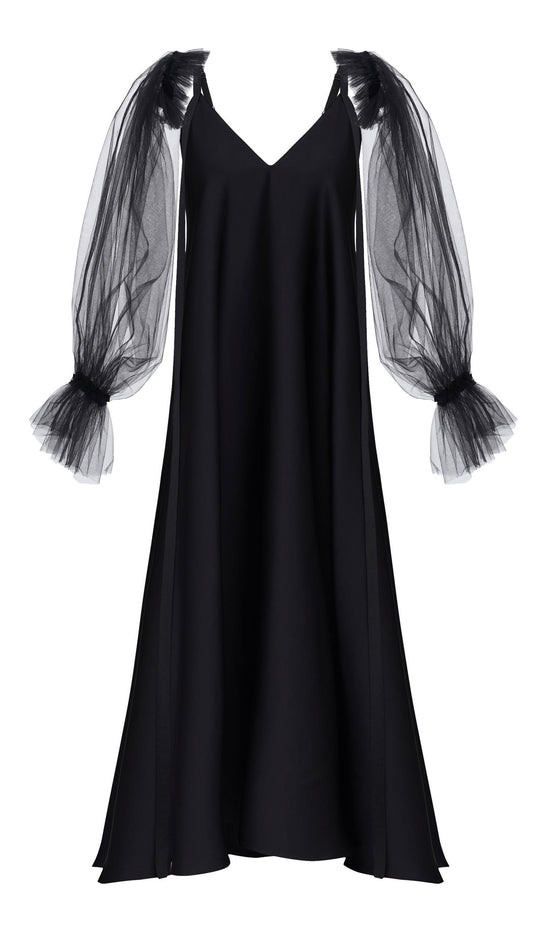 Black dress with ribbons height from 155cm +