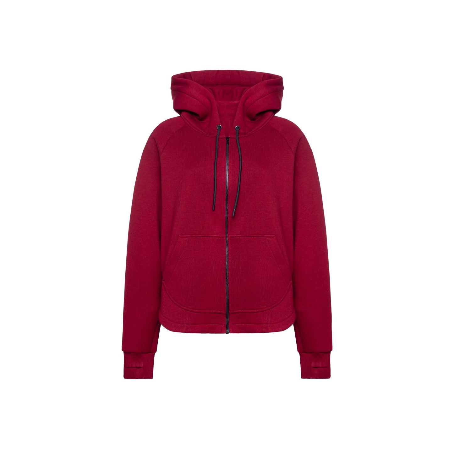 Zip fleece hoodie burgundy