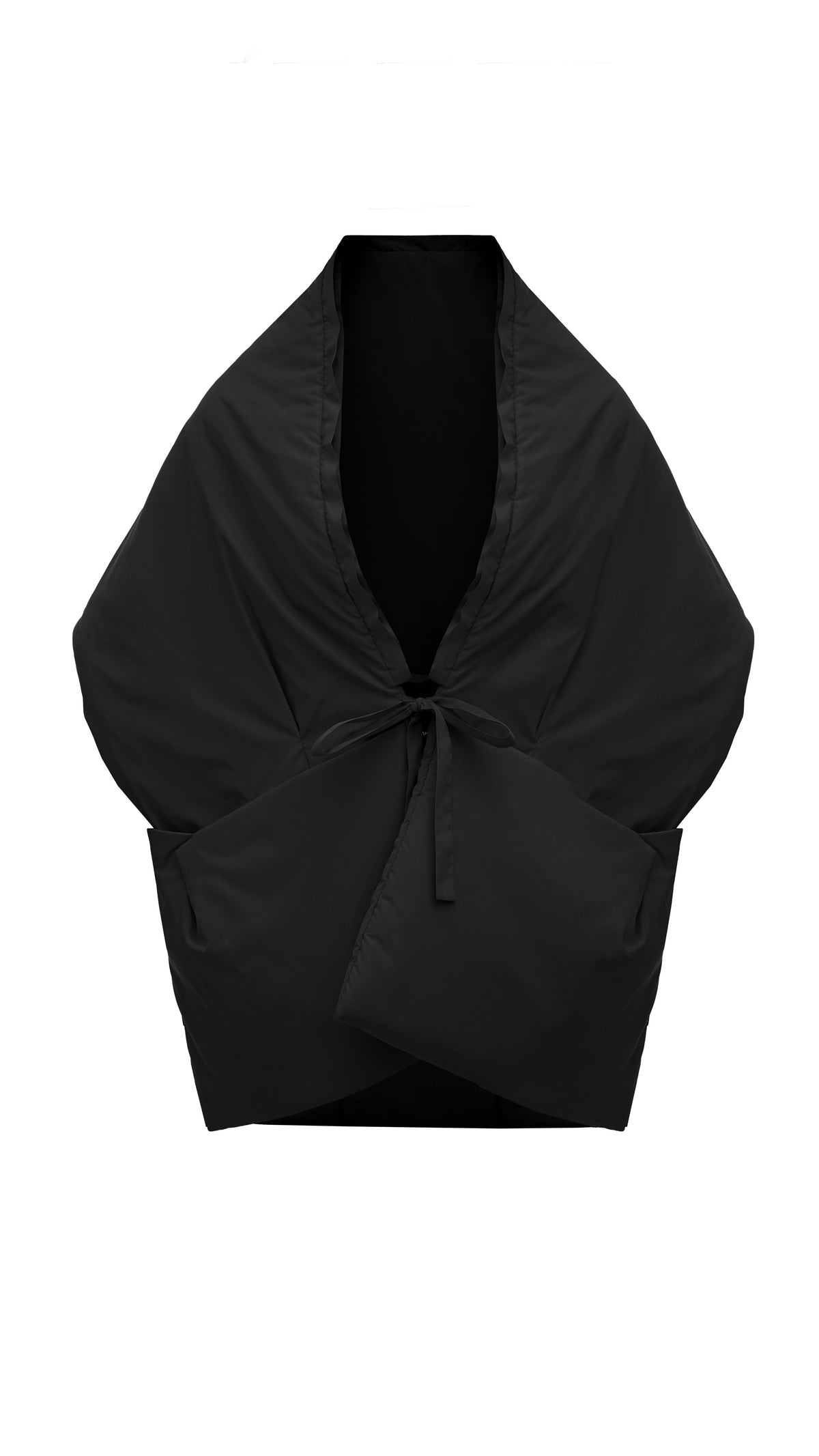 Black Down vest with detachable hood