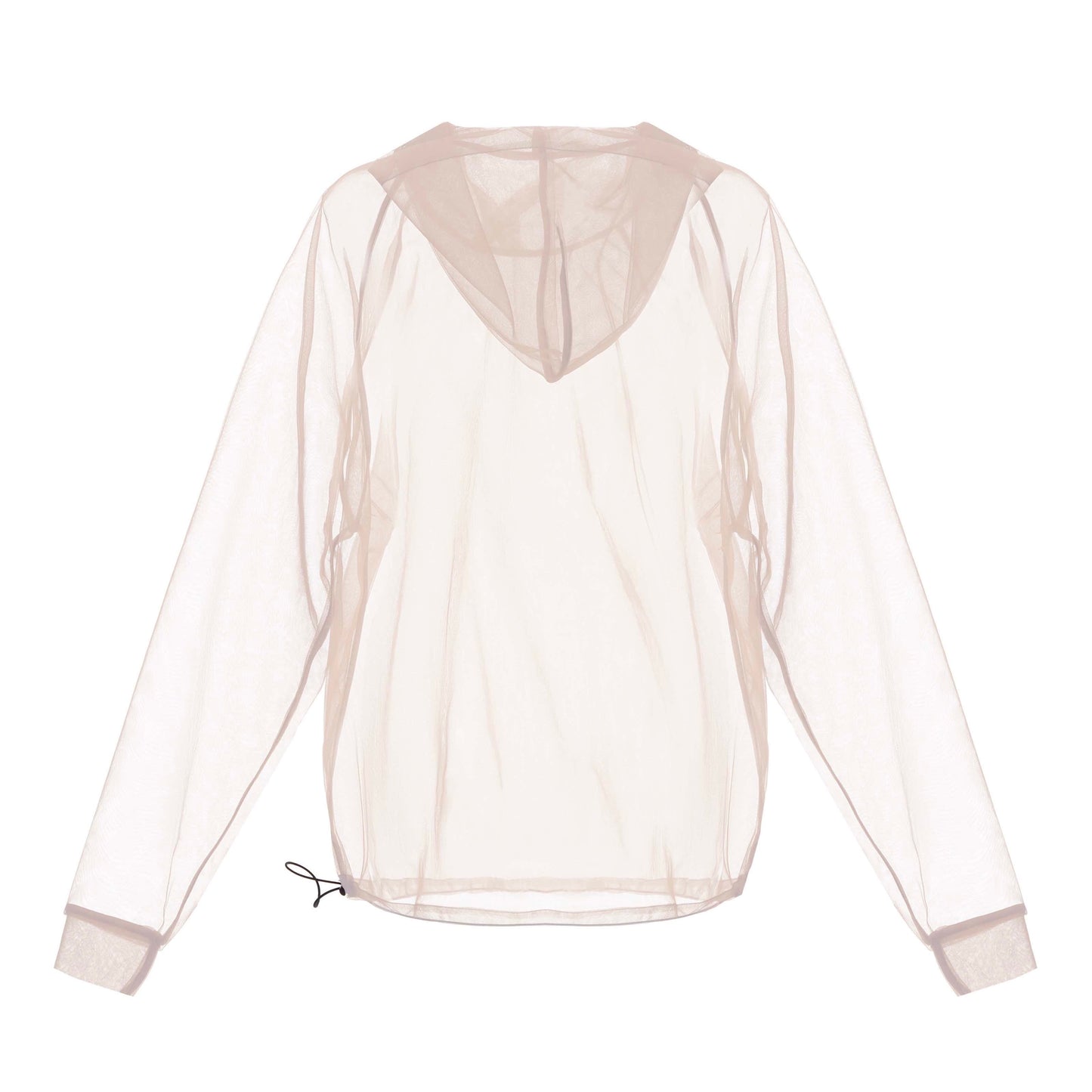 Transparent beige hoodie with an elastic band