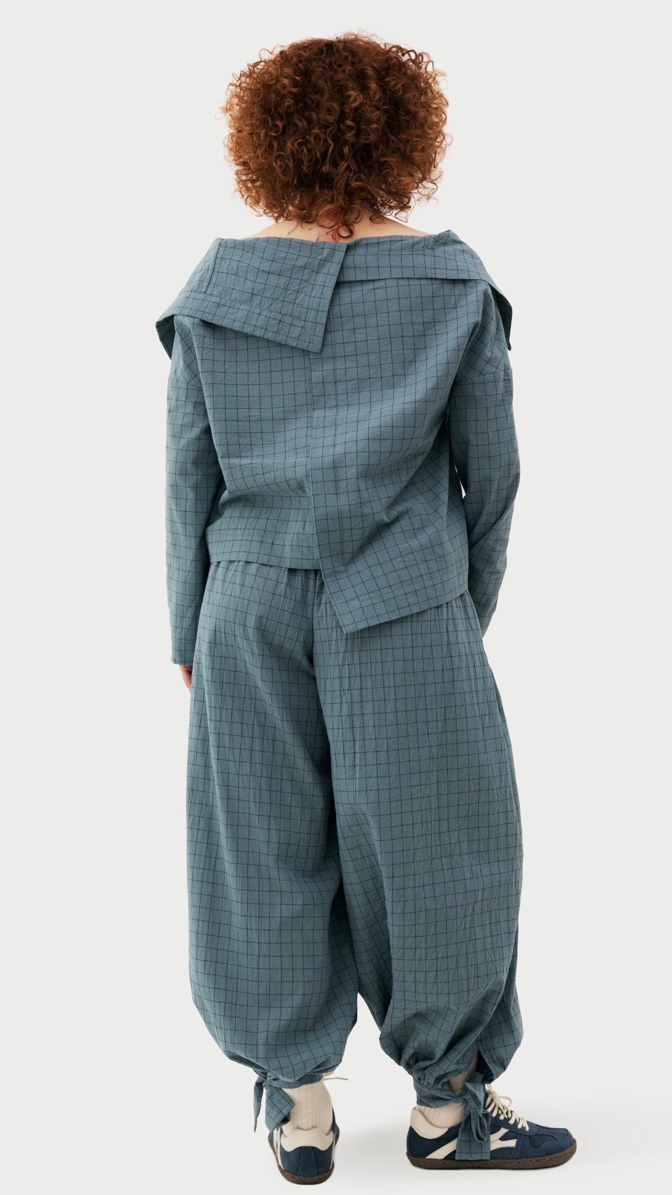 Asymmetrical shirt+ bloomers pants cotton washed