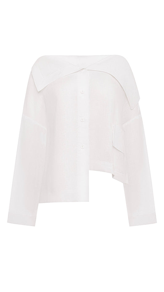 Asymmetrical organic linen shirt