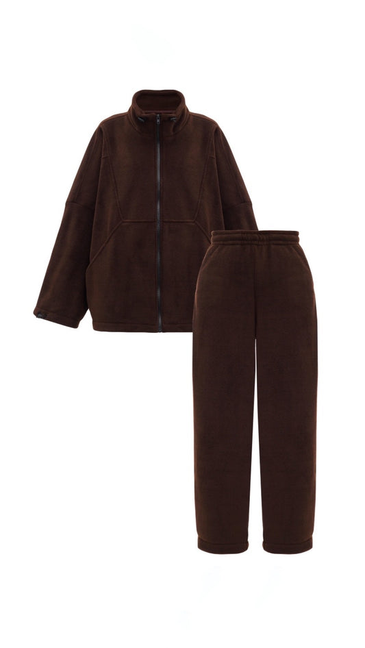 Fleece suit chocolate