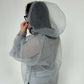 Transparent gray hoodie with an elastic band