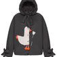 Down jacket  "Little duck" in black with detachable bows and removable hood