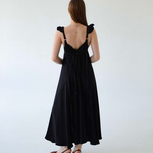 Dress with ribbons black