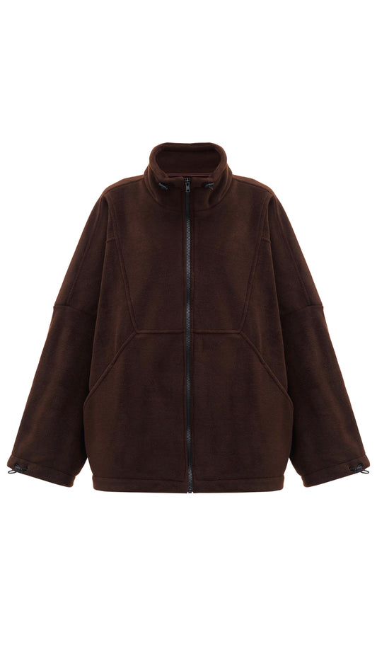 Zip-through fleece jacket chocolate