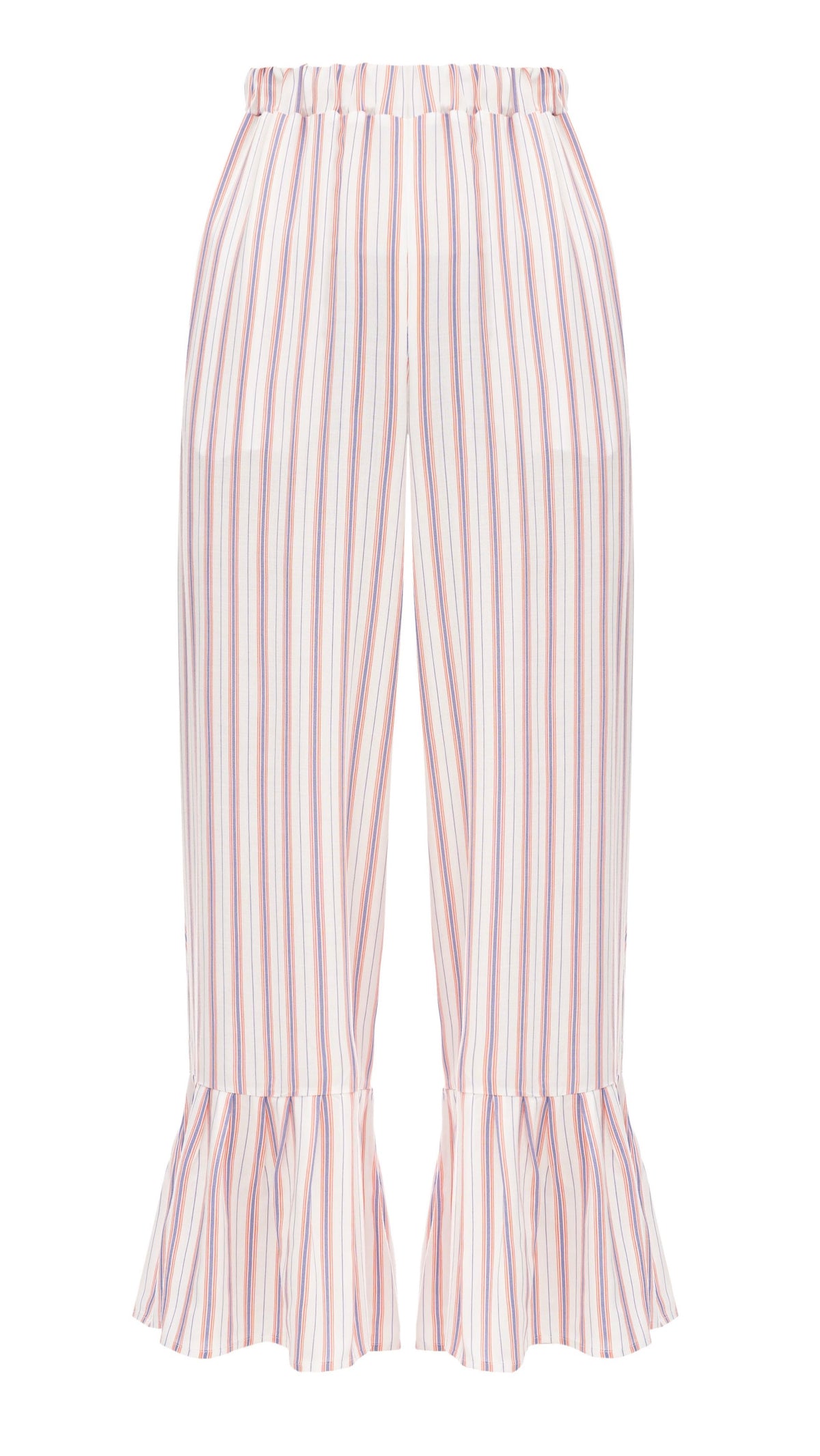 Striped pants with flounces