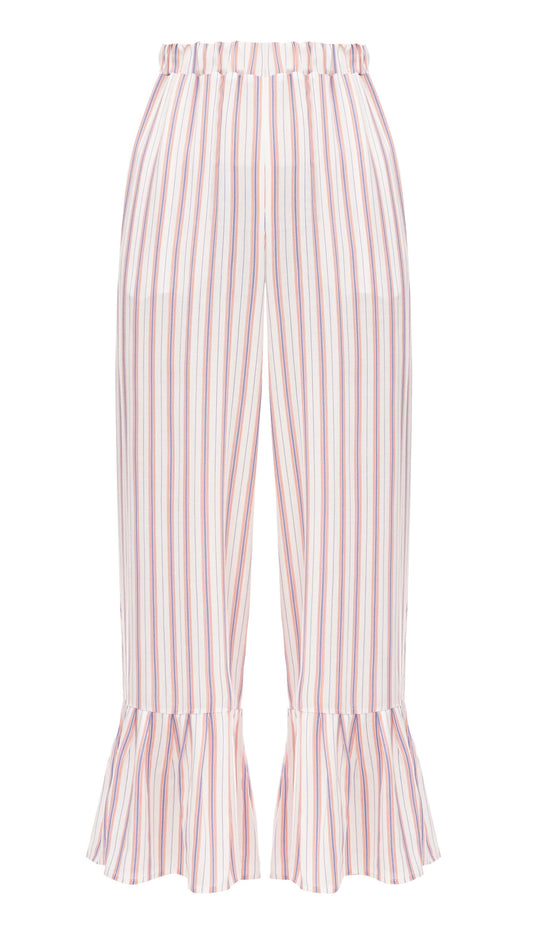 Striped pants with flounces