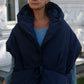 Deep blue Down vest with detachable hood