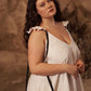 Dress with ribbons in organic linen height from 170cm+