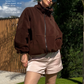 Zip-through fleece jacket chocolate