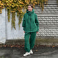 Zip fleece hoodie emerald