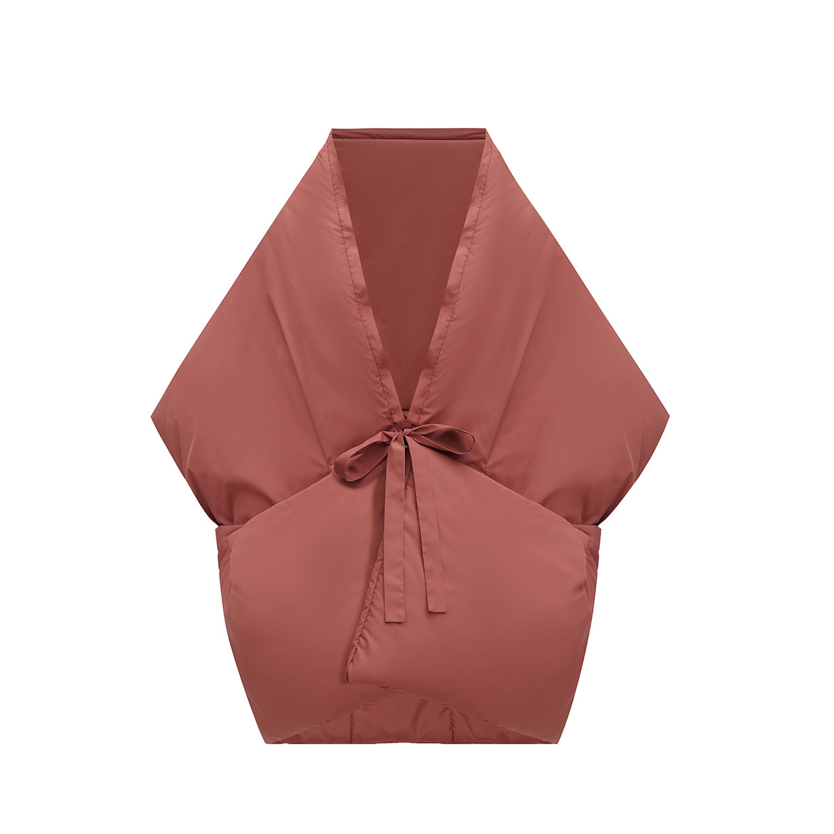 Terracotta Down vest with detachable hood