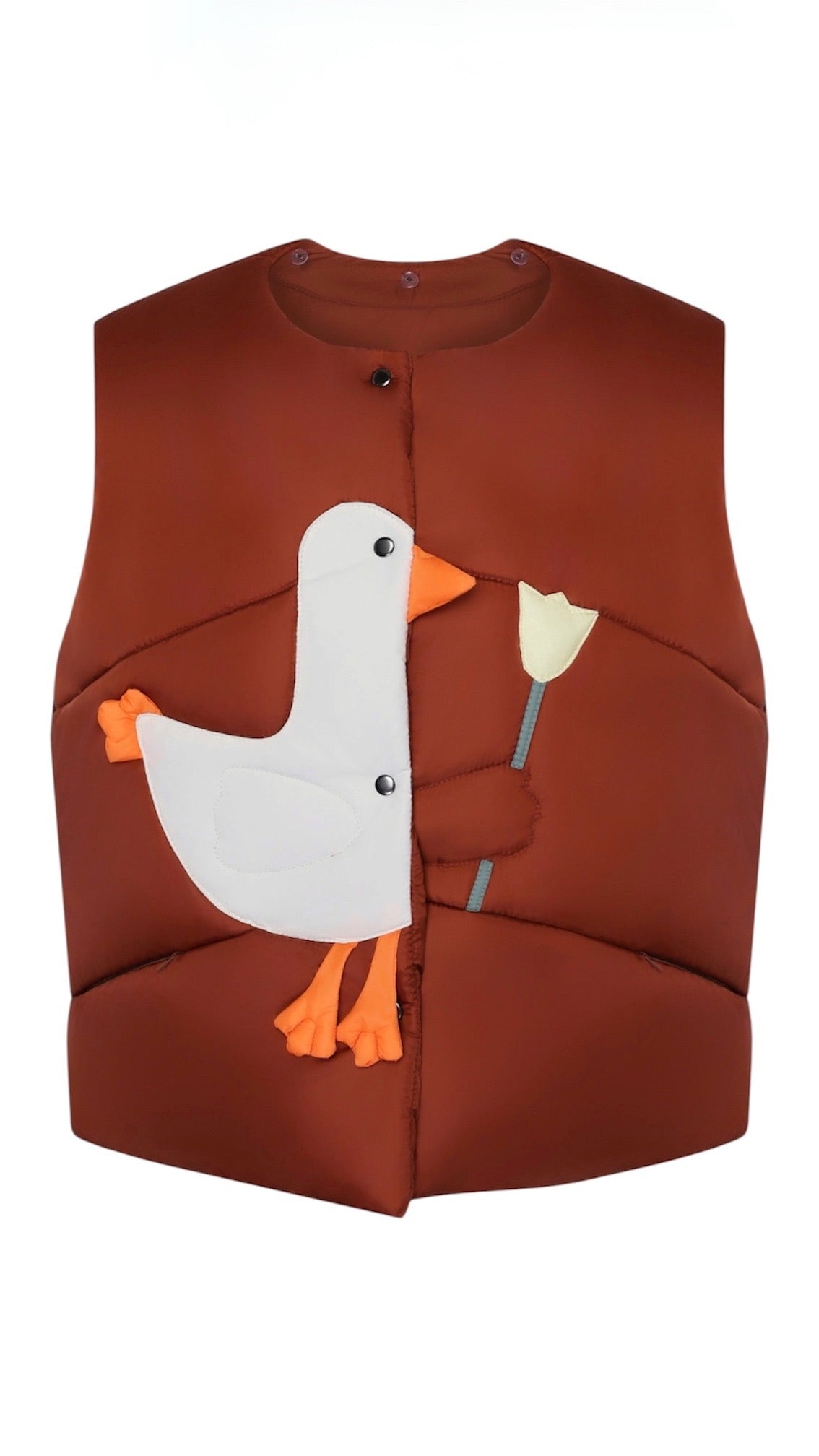 Vest "Little duck" terracotta with detachable collar