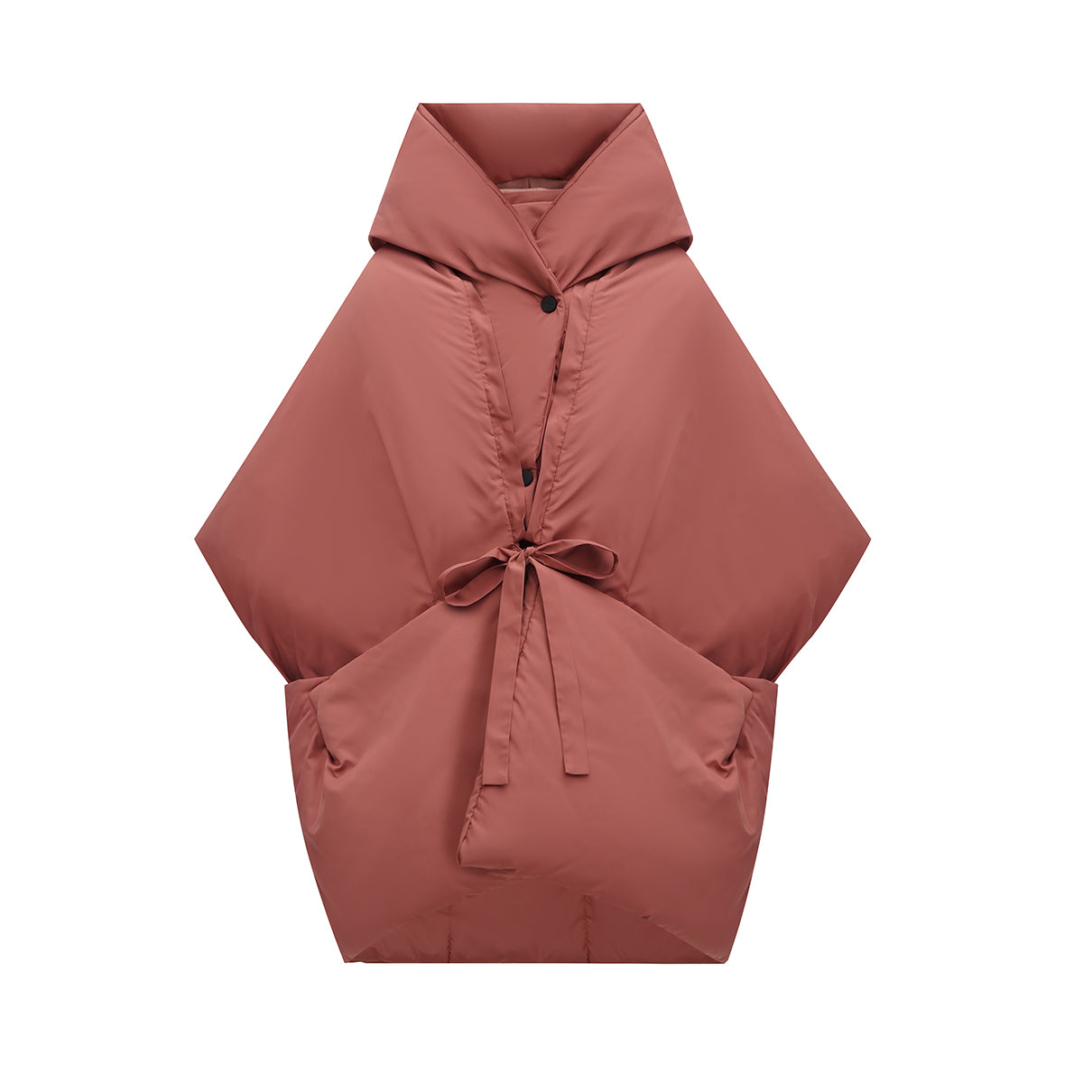 Terracotta Down vest with detachable hood