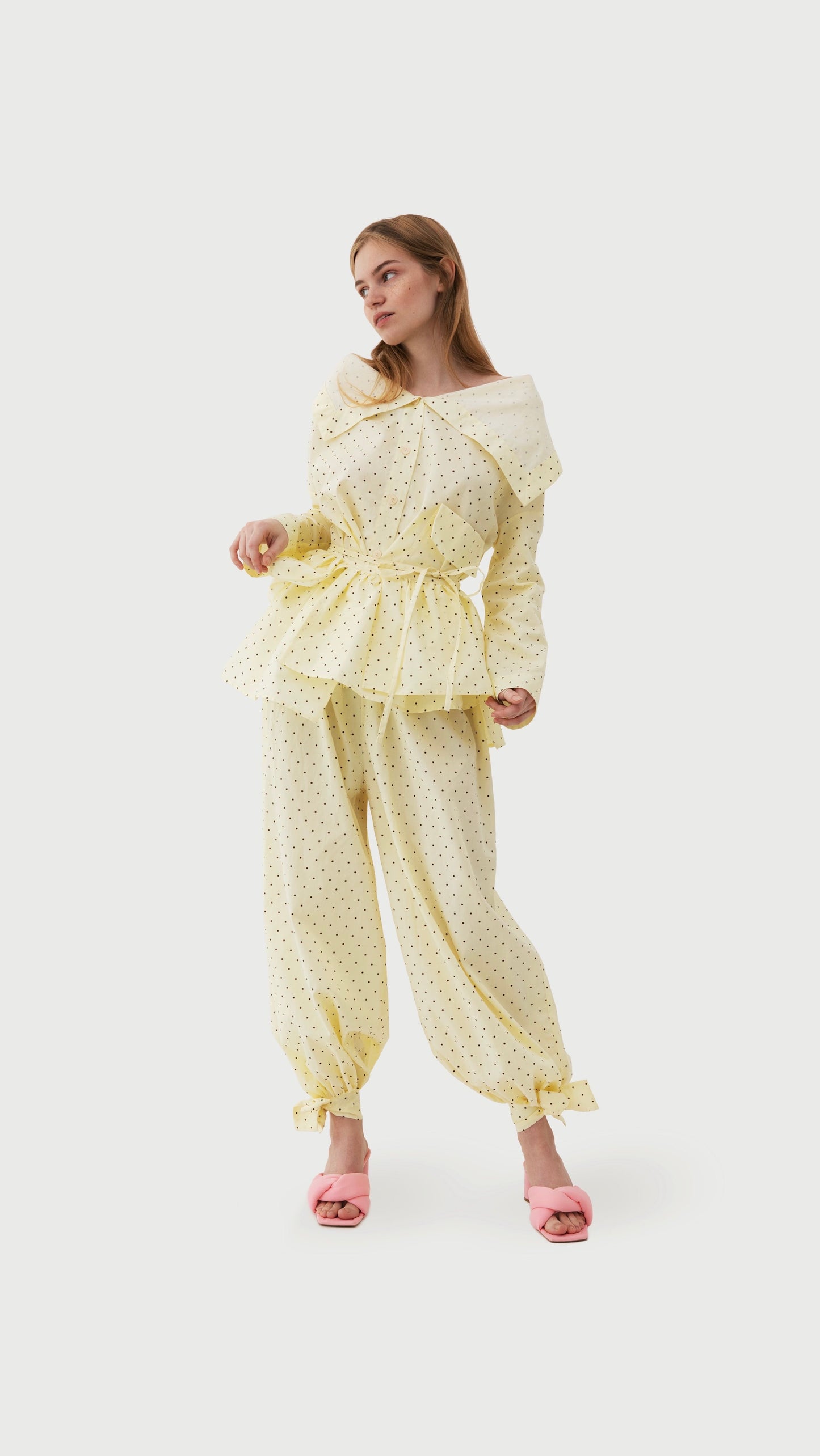 Asymmetrical shirt+ bloomers pants cotton