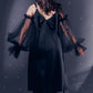Black dress with ribbons height from 155cm +