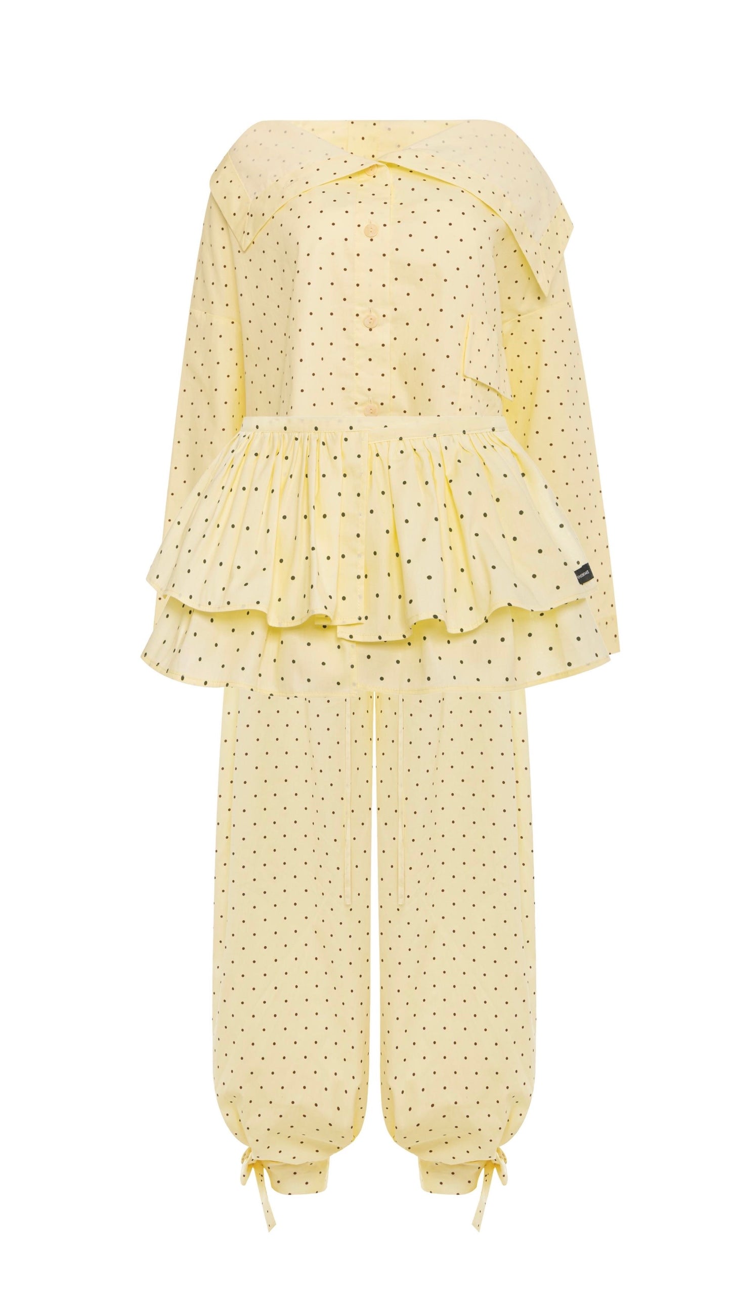 Asymmetrical shirt+ bloomers pants cotton