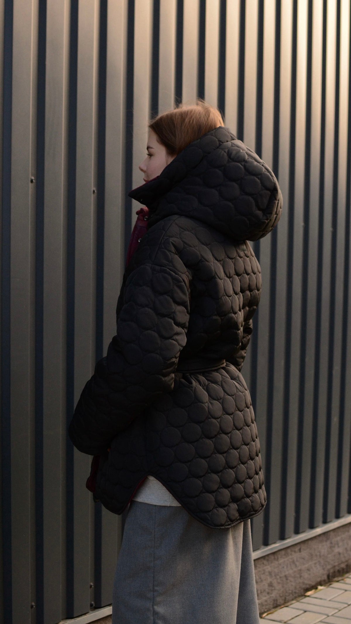 Winter double-sided jacket marsala/black