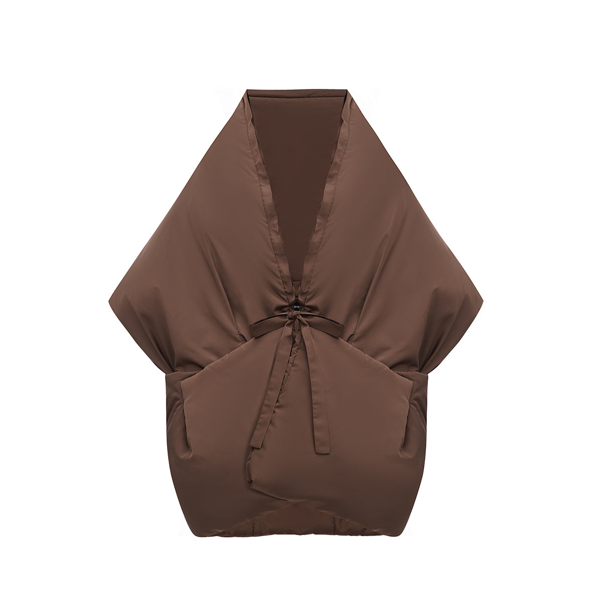 Chocolate Down vest with detachable hood