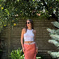 A line sheer skirt in coral