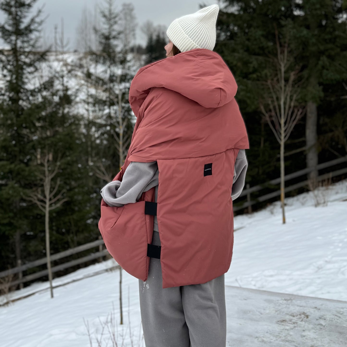 Terracotta Down vest with detachable hood