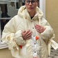 Down jacket  "Little duck" in yellow butter with detachable bows and removable hood