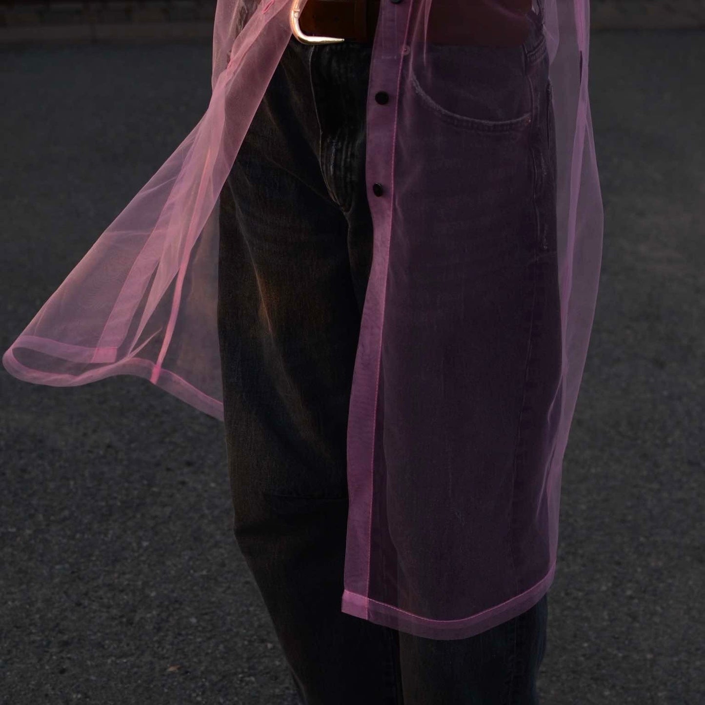 Elongated transparent bubblegum shirt