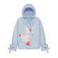 Down jacket  "Little duck" in blue with detachable bows and removable hood