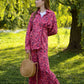 Shirt + pants with a print "Crimson birds"